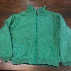 LL Bean Green Bomber Winter Coat Fleece Lined Nylon Size XL Reg Vintage